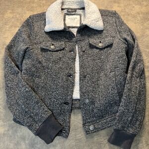Abercrombie & Fitch Knit Trucker Jacket Women's Size S Gray Sherpa Lined